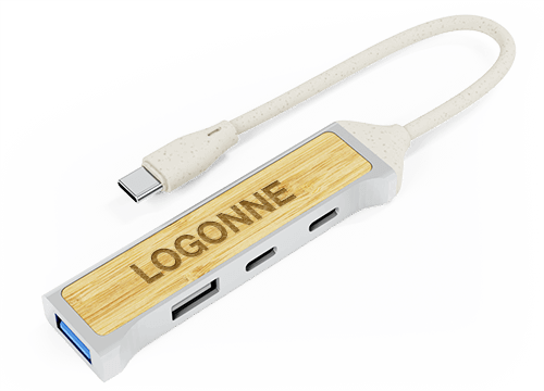 Expand Bamboo - Tuotemerkillä varustetut USB-keskittimet