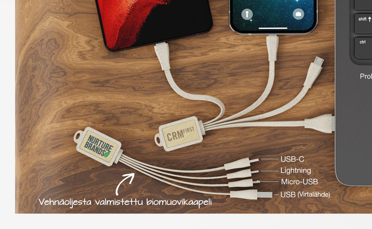 Multi Wood - Promotionaalinen USB-Johtokimppu
